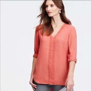 Ann Taylor Chiffon Trim Tunic Blouse